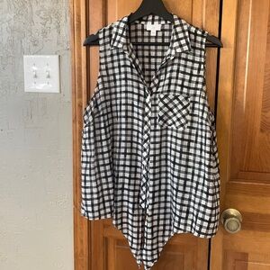 J Jill Sleeveless sheer button down collared blouse